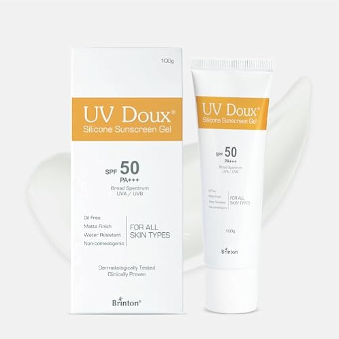 Brinton جل واقي الشمس للوجه والجسم UV DOUX مع SPF 50 PA+++ | (100 جرام) | مثبت سريرياً، لمسة نهائية غير لامعة، خالي من الزيوت | مقاوم للماء، لا يترك أثر أبيض | حماية من UVA/UVB | لجميع أنواع البشرة للرجال والنساء (100 جرام) - Image 2